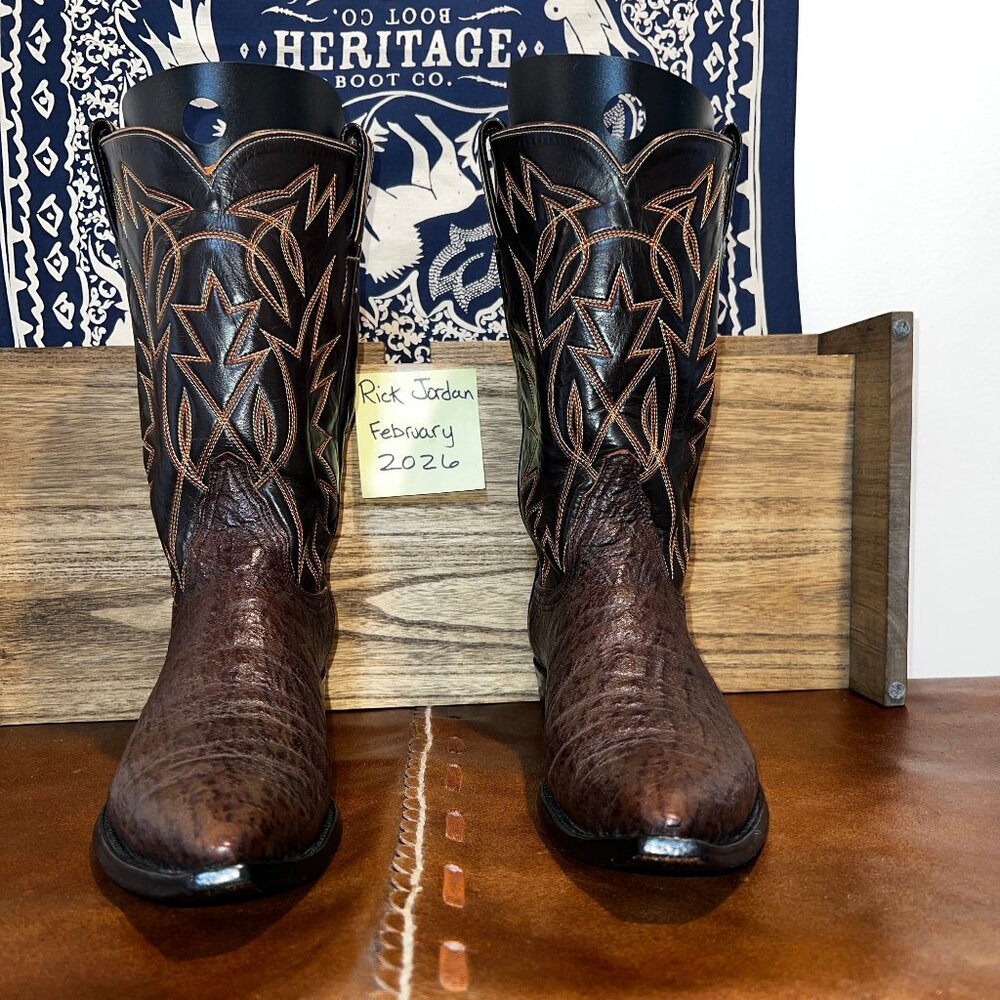 [SOLD] Rare Tony Lama Chocolate Sharkskin X-Toe Cowboy Boots in Men's Size 11D